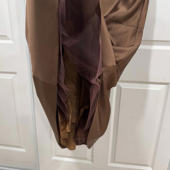 BCBG MAXAZRIA Tulle Satin Skirt Tutu Brown Size 2 Maxi Formal Y2K Elegant - Picture 2 of 10